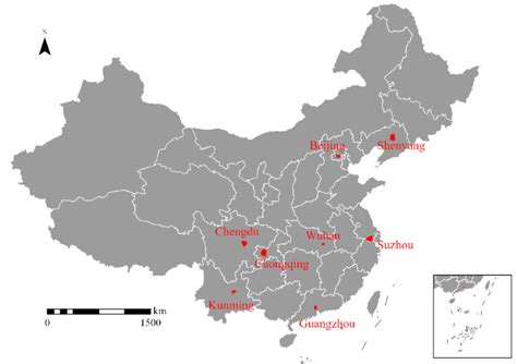 Location Of The Eight Megacities Beijing Chengdu Chongqing