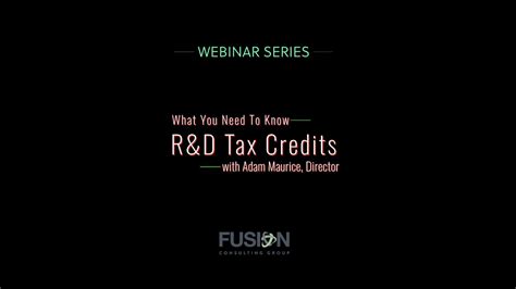 R D Tax Credits Webinar Preview YouTube