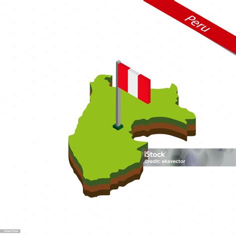 Ilustración De Mapa Y Bandera Isométrica De Perú Ilustración Vectorial