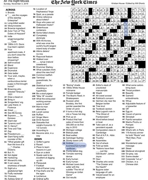 Answers To Nyt Crossword Today Printable Crossword Puzzles N