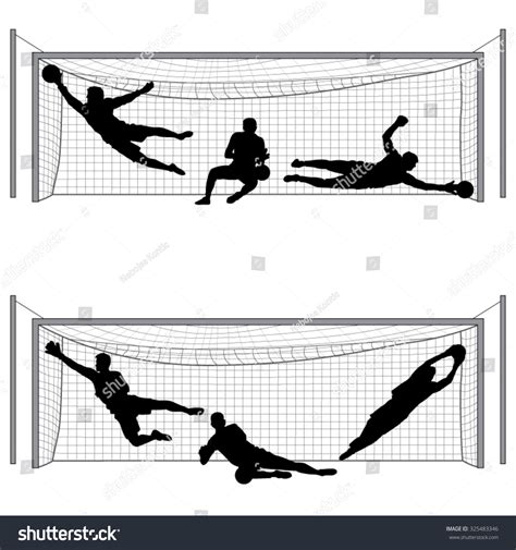 Silhouettes Soccer Goalkeeper Action Vector Image Stock Vector Royalty