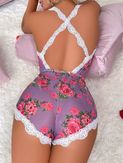 Roxo Empoeirado Sensual Collar Sem Mangas Tecido De Malha Floral