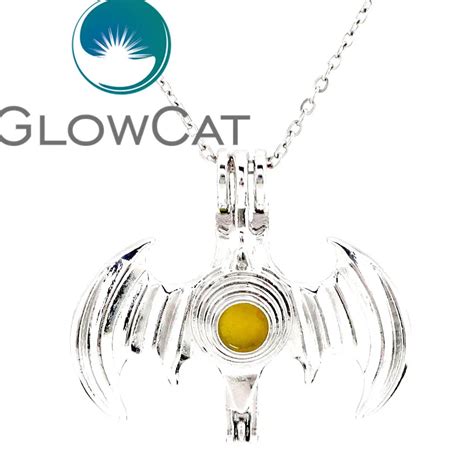 Ch Ll Bright Silver Flying Bat Locket Necklace Beads Cage