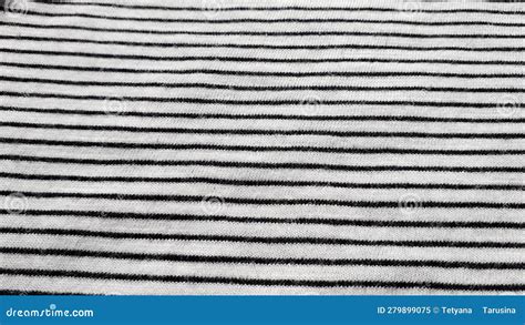 Black And White Striped Knitted Fabric The Texture Of The Fabric