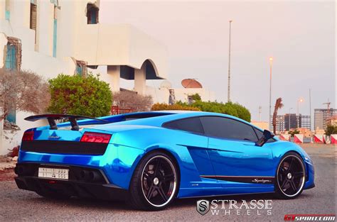 Cromo Blue Lamborghini Gallardo Superleggera Lowered On Strasse Wheels