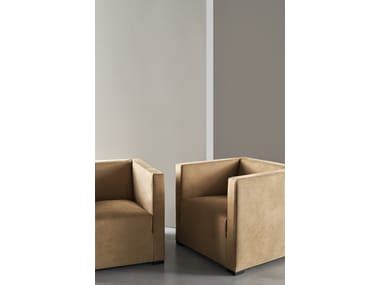 BELMON Upholstered Fabric Armchair With Removable Cover By Meridiani