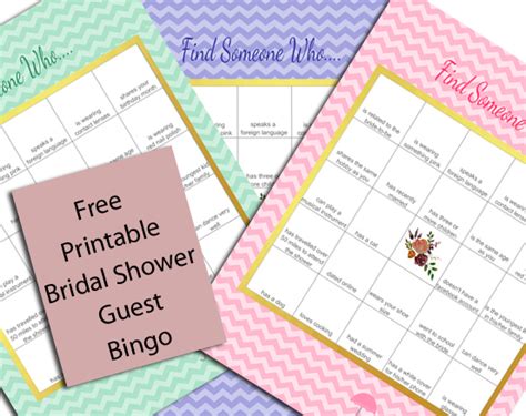 5 Free Printable Bridal Shower Bingo Game Versions And Ideas