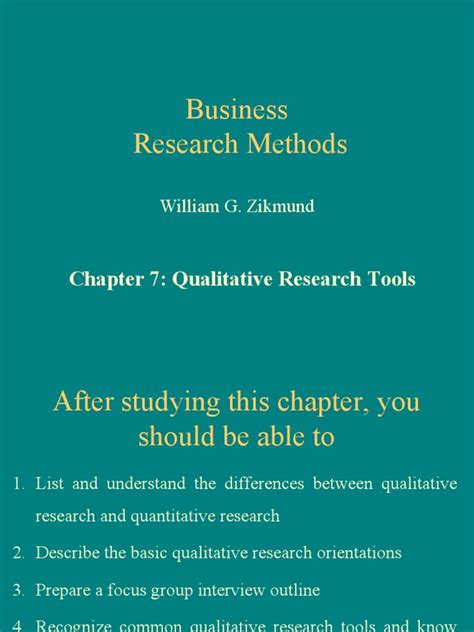 Business Research Methods Chapter 7 Qualitative Research Tools Pdf