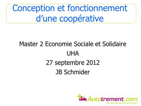 Conception Et Fonctionnement Dune Coop Rative Master Economie