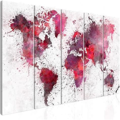 Impression Sur Toile Intiss E Carte Du Monde X Cm Pieces