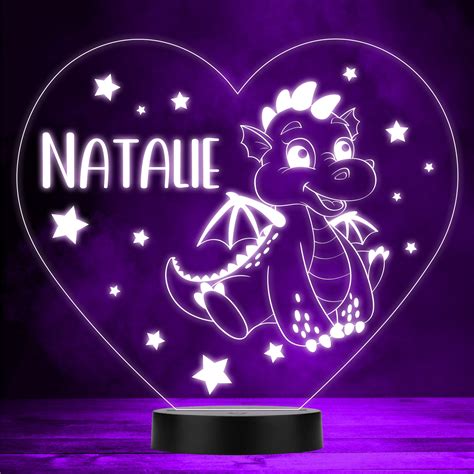 happy cute baby dragon stars led lamp personalised gift night light