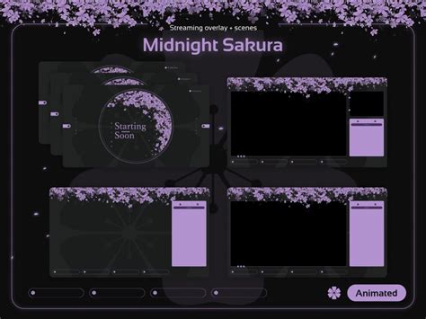 Midnight Sakura Animated Static Streaming Overlays And Etsy