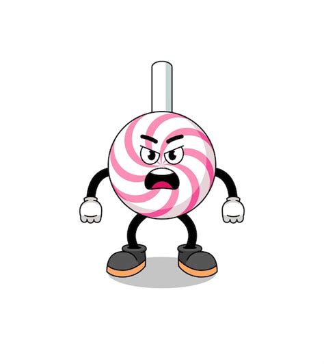 Premium Vector Lollipop Spiral Cartoon Illustration With Angry Expression