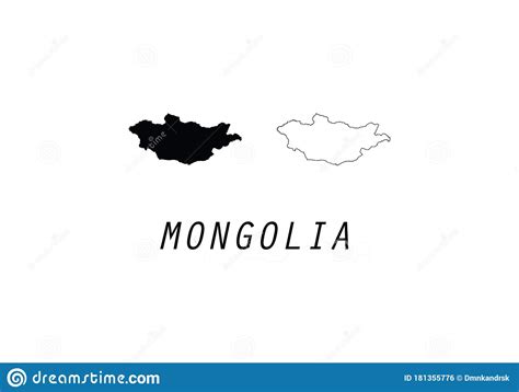 Mongolia Outline Map State Shape Country Borders Vector Illustration