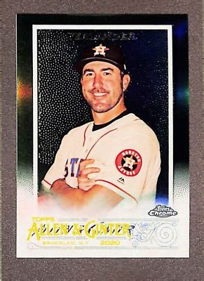 2020 Topps Allen Ginter Chrome 133 Justin Verlander Green Refractor