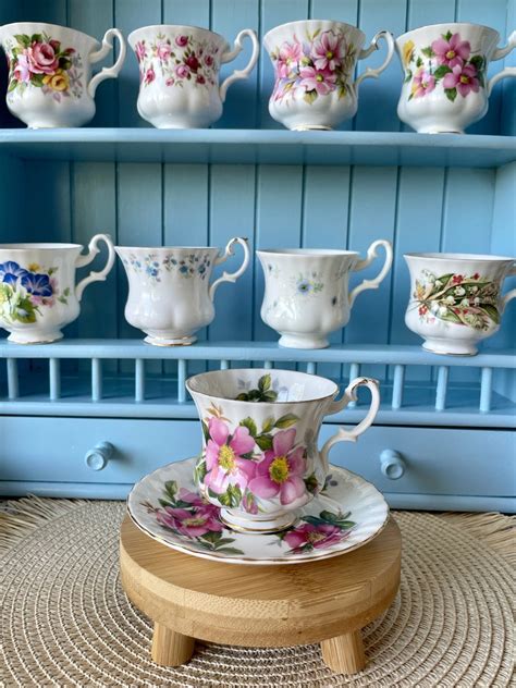 Vintage Royal Albert Prairie Rose Lady Teacup Saucer Fine Bone China