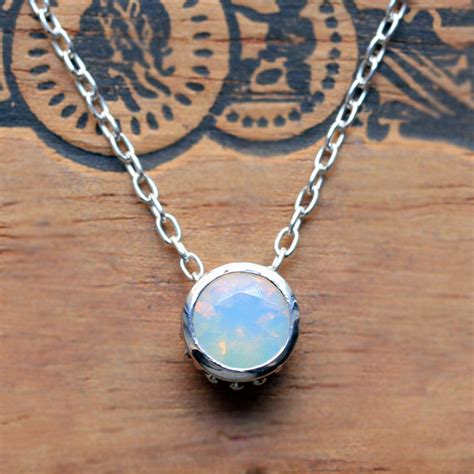 October Birthstone Ethiopian Opal Necklace Monthly Birthstones