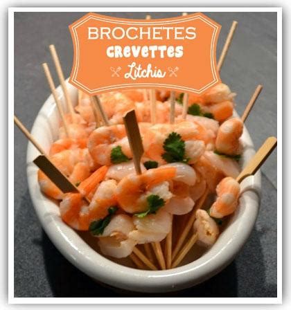 Brochettes de crevettes et litchis À Lire