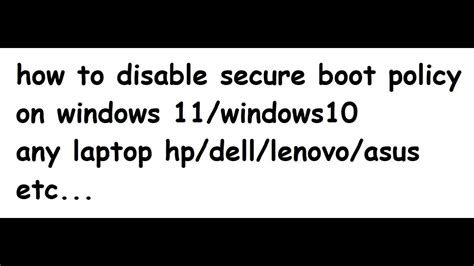 How To Disable Secure Boot Policy On Windows 11 Alllaptopsolution Youtube