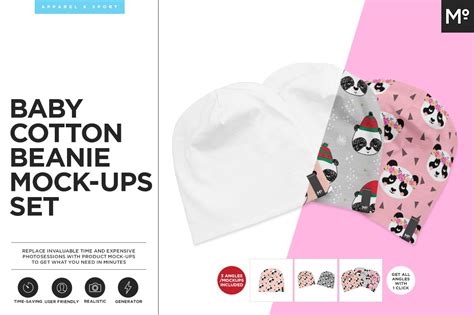 Baby Cotton Beanie Mock Ups Set Photoshop Templates Creative Market