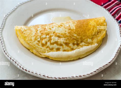 Fluffy Omelette Homemade Mont Saint Michel Style for Breakfast. Organic Food Stock Photo - Alamy