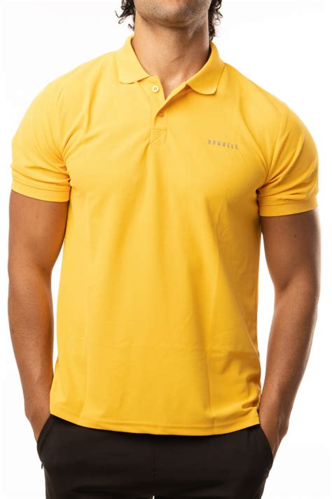 High Performance Dry Fit Polo T Shirt Yellow Dumbell Wear