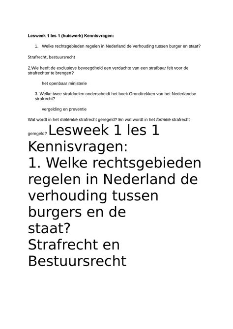 Verplichte Opgaven Lesweek Antwoorden Lesweek Les Huiswerk