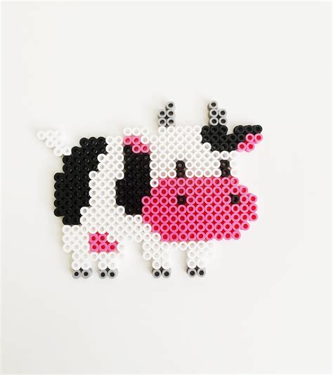 Harvest Moon Cow Perler Bead Art Piece Wall Hanging Sprite Etsy