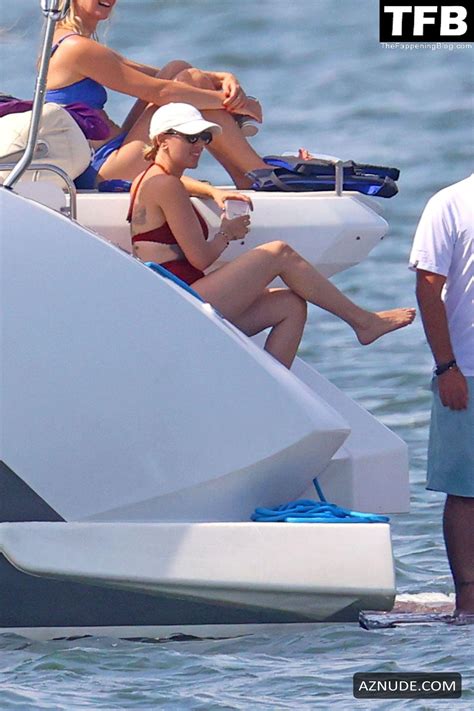 Scarlett Johansson Sexy Seen Flaunting Her Hot Figure Wearing A Red Bikini In East Hampton Aznude