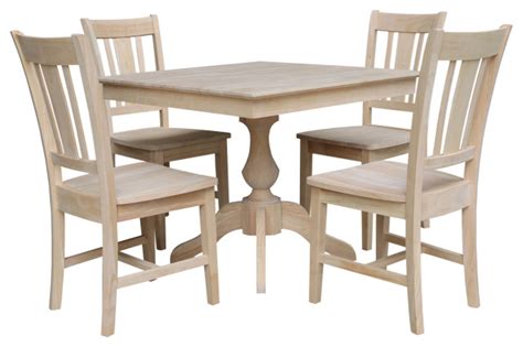 36 X 36 Square Top Pedestal Table With 4 Chairs Set Of 5