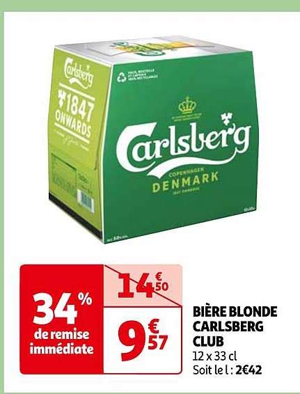 Promo Bière Blonde Carlsberg Club chez Auchan iCatalogue fr
