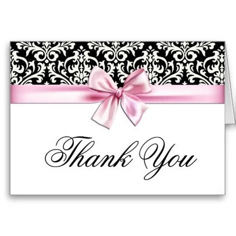 Pink Black Damask Thank You Cards Zazzle Handmade Thank You Cards