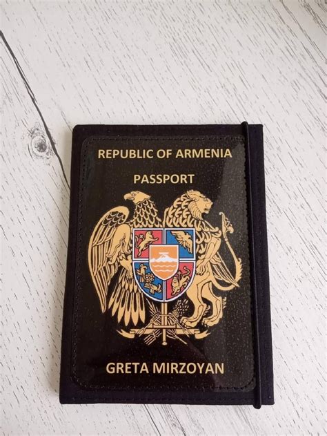 Personalized Armenian Passport Cover With Coat Of Arms Etsy