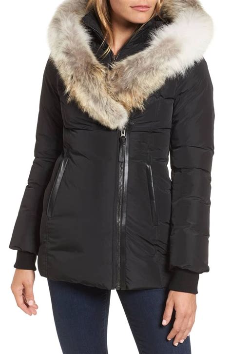 Mackage Adali X Hooded Down Parka With Inset Bib Genuine Fox Fur Trim