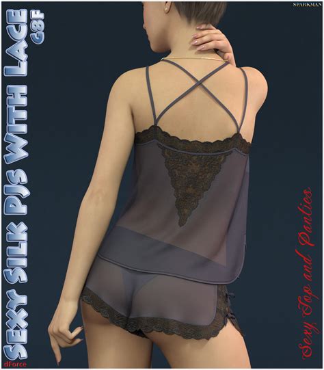 Dforce Sexy Silk Pjs With Lace For Genesis Female Daz Content By