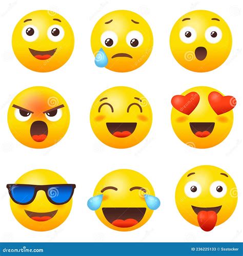 Emoji Reaction Set Emoticon Icon Emoticons Emojis Media Social Chat