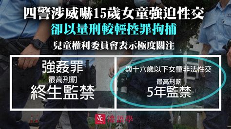 四警涉威嚇15歲女童強迫性交卻以量刑較輕控罪拘捕 兒童權利委員會表示極度關注｜港語學