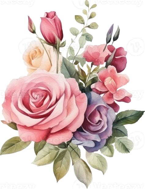 Rose Flowers Bouquet Watercolor Ai Generated 25277454 Png