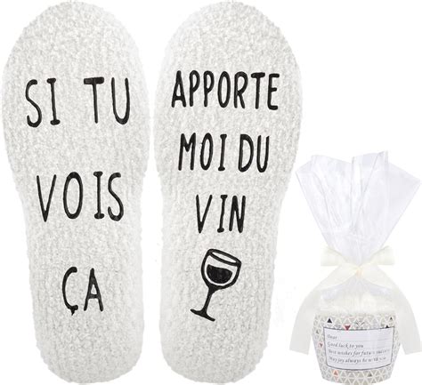 Merclix Chaussette Vin Femme Humour Rigolotes Idee Cadeau Femme