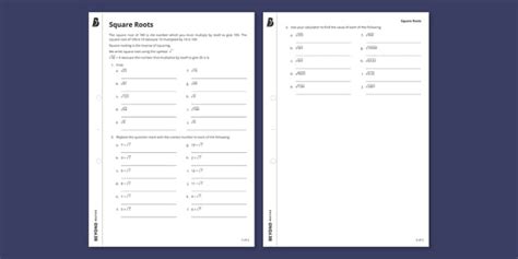 Square Roots Worksheet Beyond Secondary Resources Twinkl