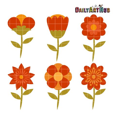 Fall Flowers Clip Art Set Daily Art Hub Graphics Alphabets And Svg