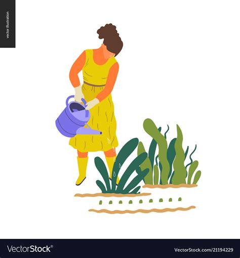 People Summer Gardening Royalty Free Vector Image