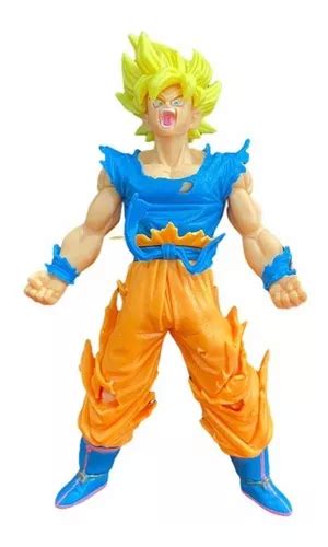 Boneco Dragon Ball Z Goku Super Sayajin 20cm Cabelo Loiro Escorrega