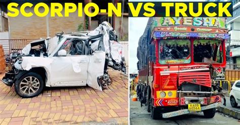 Mahindra Scorpio N Gets Sandwiched Between 2 Trucks Passengers Escape