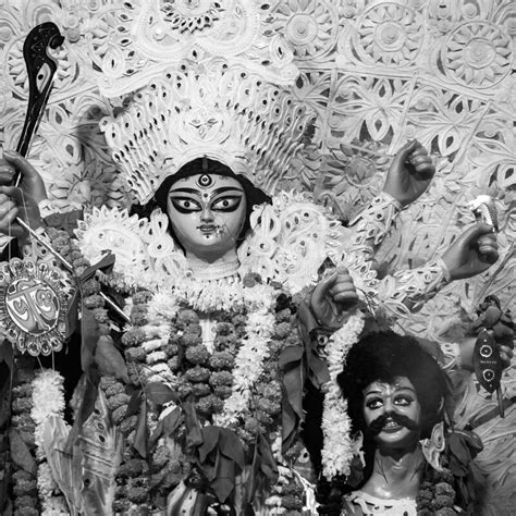 Goddess Durga With Traditional Look In Close Up View At A South Kolkata Durga Puja Durga Puja