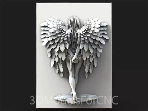 D Model Stl File For Cnc Router Laser D Printer Boy Angel Kissing A