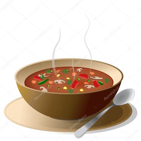 Plato De Sopa Caliente En La Placa Vector De Stock Oko Laa