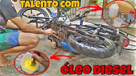 COMO DEIXAR A MOTO BRILHANDO ÓLEO DIESEL YouTube