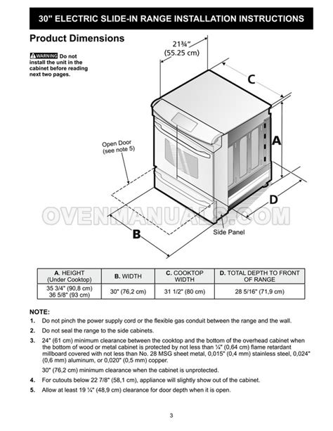 Frigidaire FGES3065PF Gallery Series Range Installation Instructions