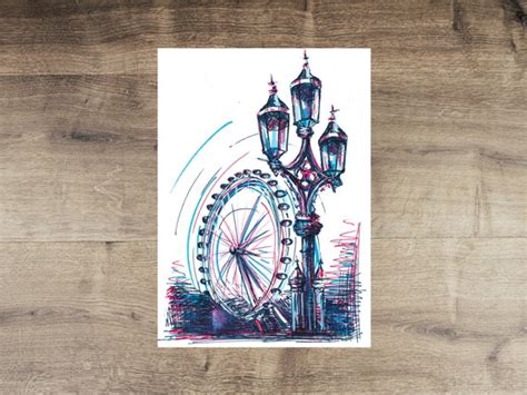 Original London Eye Illustration Artwork Art Decor Gift - Etsy